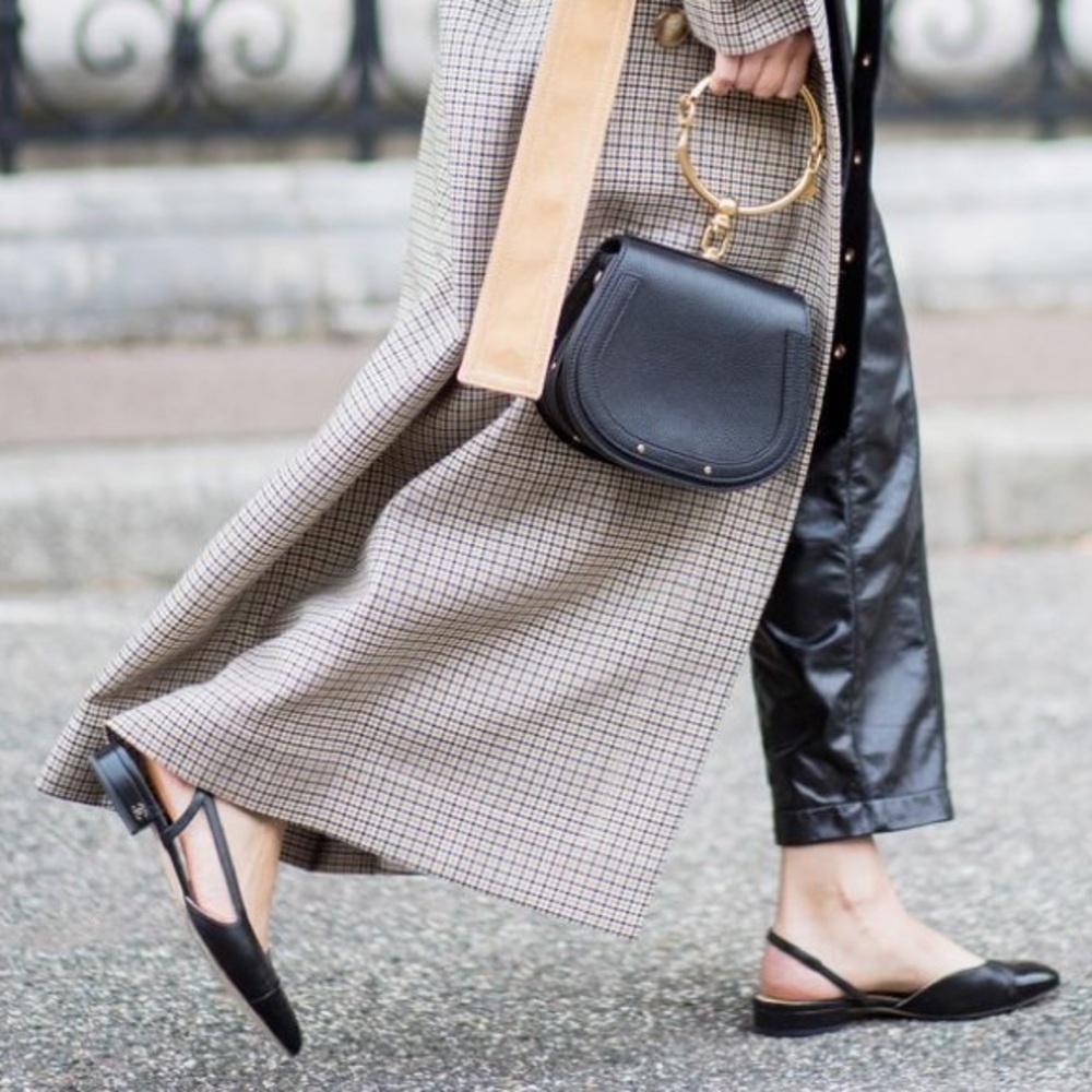 Goatskin Grosgrain Cap Toe CC Slingback Ballerina Flats in Black FR 38 / US 7 - Picture 12 of 15